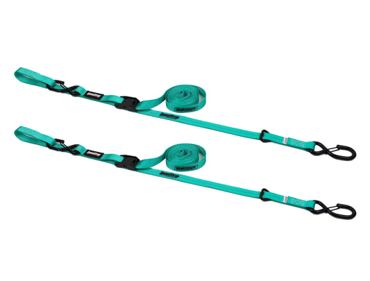 Speed Strap Shreddy 1″ x 10′ Cam-Lock Tie Down with Snap S-Hooks and Soft-Tie (2 Pack) – Teal