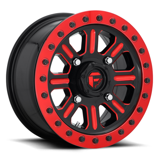 Fuel UTV Hardline Beadlock Wheel 4x156 Gloss Black with Red Tinted Clear - D911