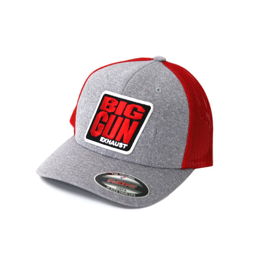 Big Gun Exhaust Gear - Grey / Red Flex Fit Logo Hat