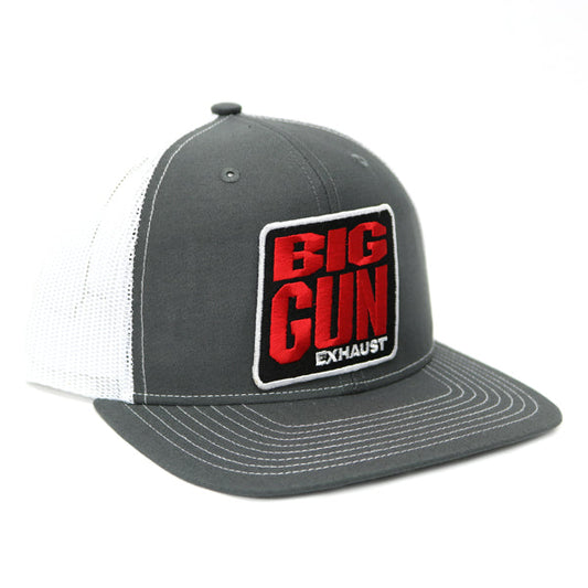 Big Gun Exhaust Gear - Grey / White Stitched Bill Snapback Logo Hat