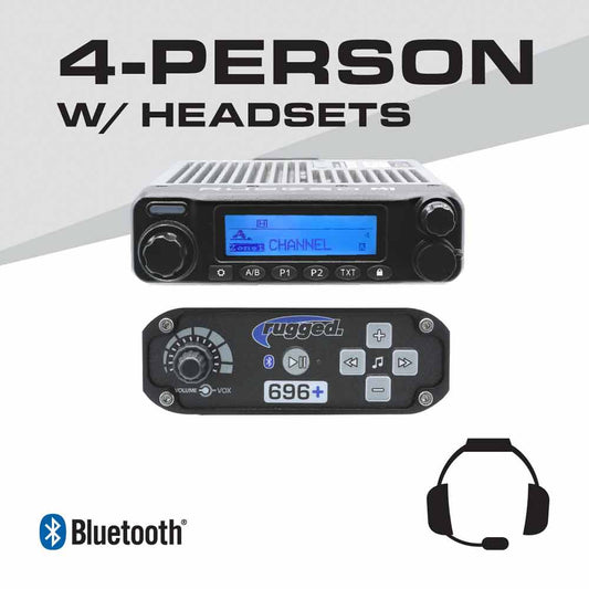 Rugged Radios  4 Person - 696 PLUS Complete Communication Intercom System - with Ultimate Headsets