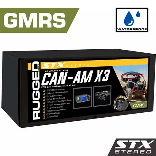 Rugged Radios Waterproof GMRS Radio - Can-Am X3 STX STEREO Complete UTV Communication Intercom and Radio Kit with Dash Mount