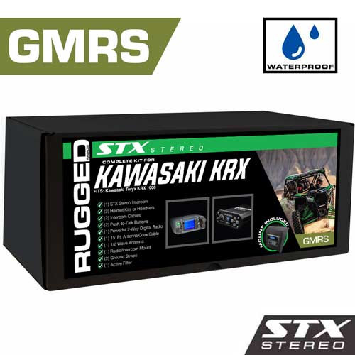 Rugged Radios Waterproof GMRS Radio - Kawasaki Teryx KRX 1000 STX STEREO Complete UTV Communication Kit